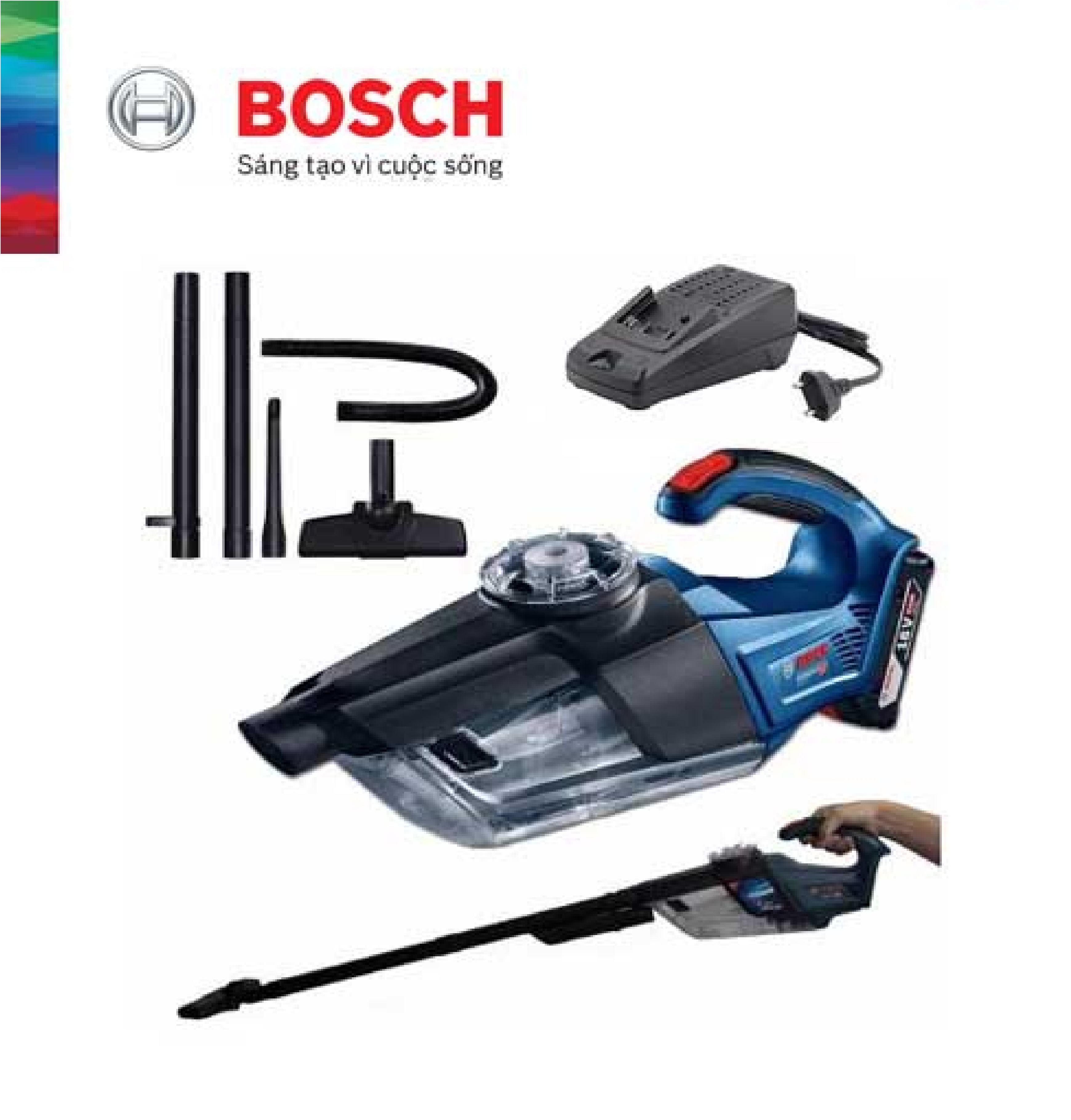 Máy hút bụi Bosch GAS 18V-1 SET (1 Pin 18V 3.0Ah + 1 Sạc)