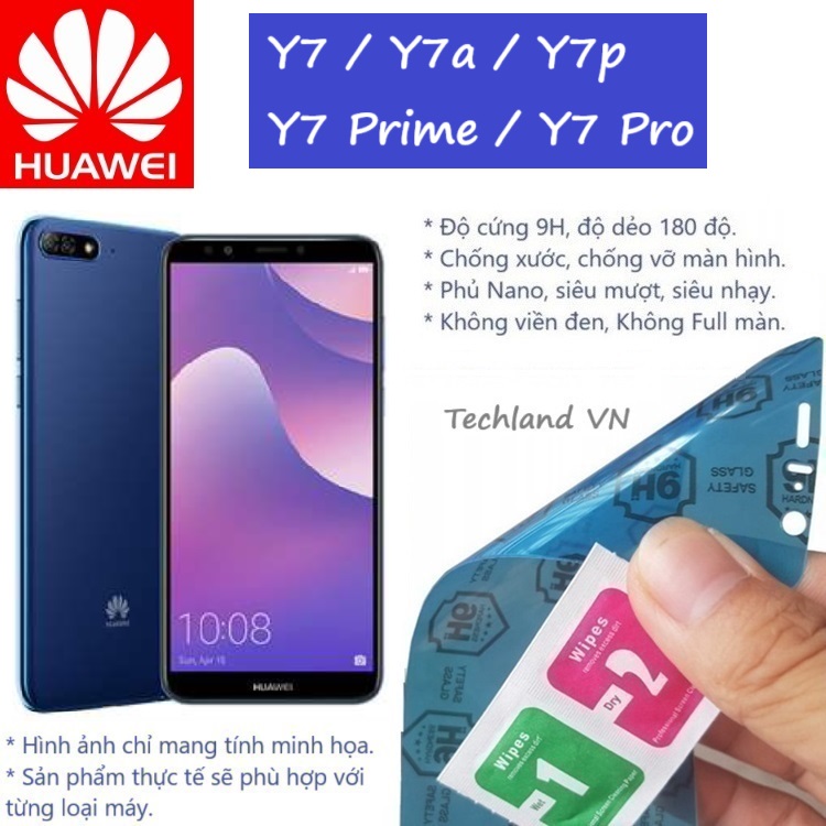 Cường Lực Phủ Nano Huawei Y7 / Y7 Pro / Y7 Prime / Y7a / Y7p - Trong Suốt, Không Full Màn, Không Viền Đen