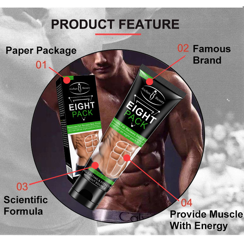 Kem massage tan mỡ bụng body 6 múi Eight Pack 80ml