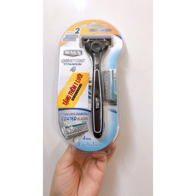 Dao Cạo Râu SCHICK QUATTRO TITANIUM 4 lưỡi (Tặng Thêm 1 lưỡi  giá 25k)