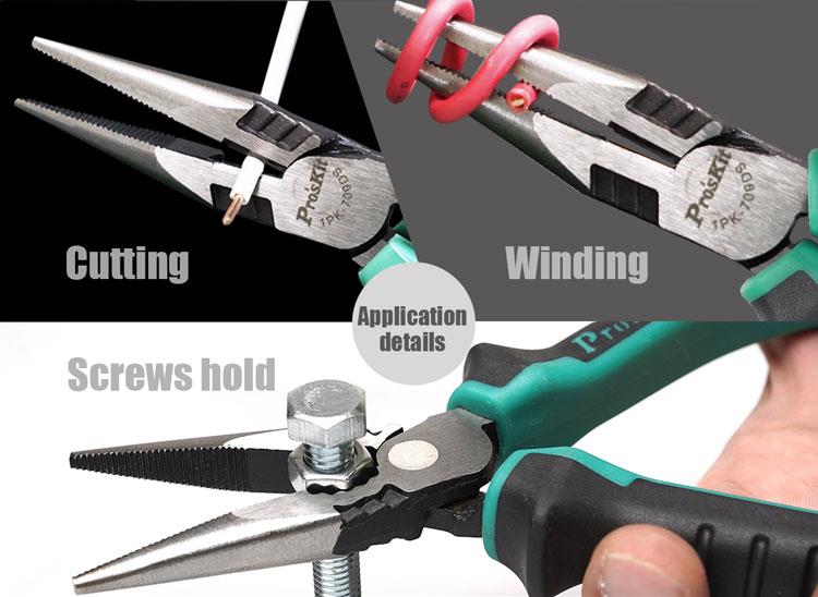 [HCM]Kềm mũi nhọn Proskit 1PK-709DS (Xanh phối đen)