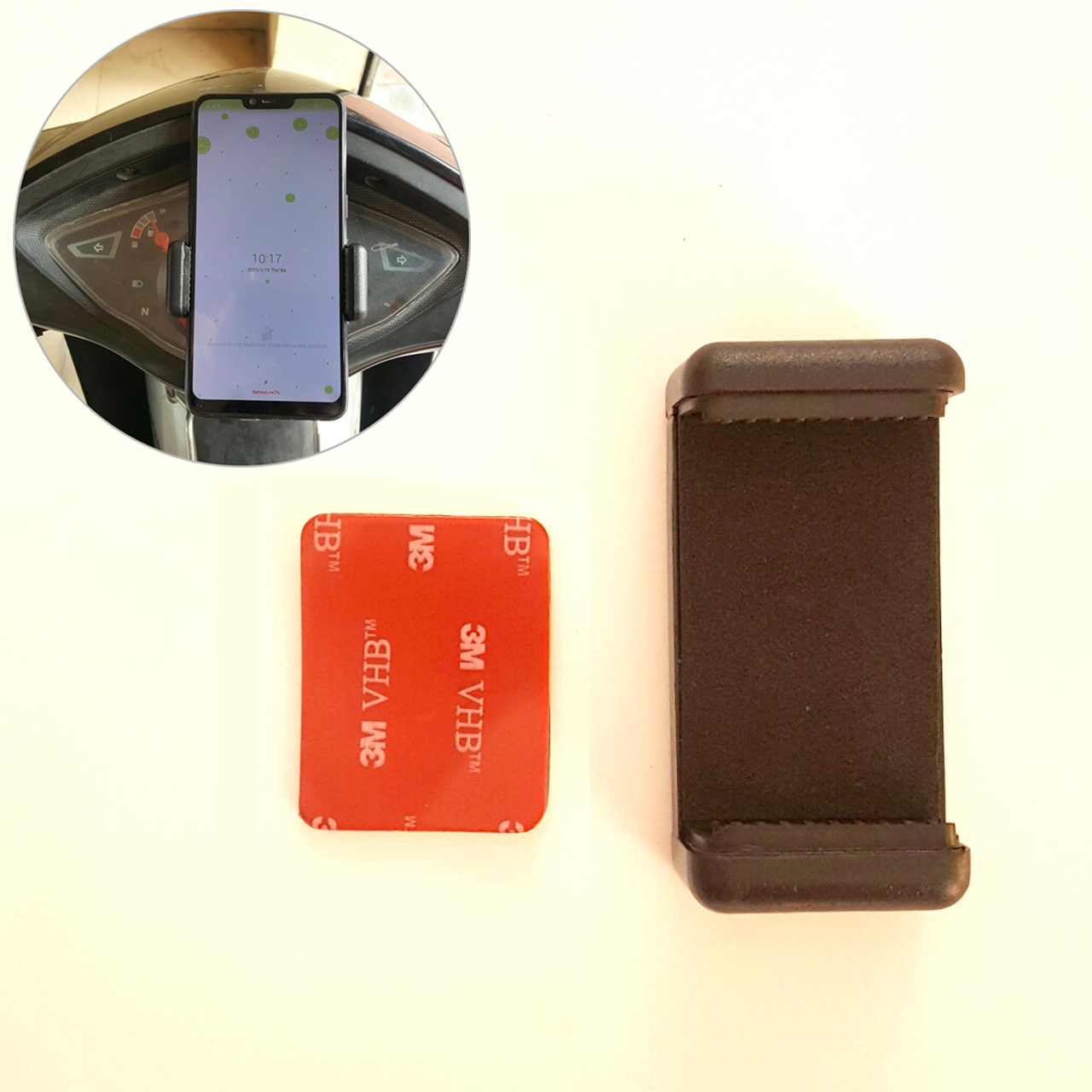 Phụ kiện gắn điện thoại vào mặt đồng hồ xe máy cho các bạn SHIPPER và các bạn chạy xe ôm công nghệ Grab, Bee, Gojek