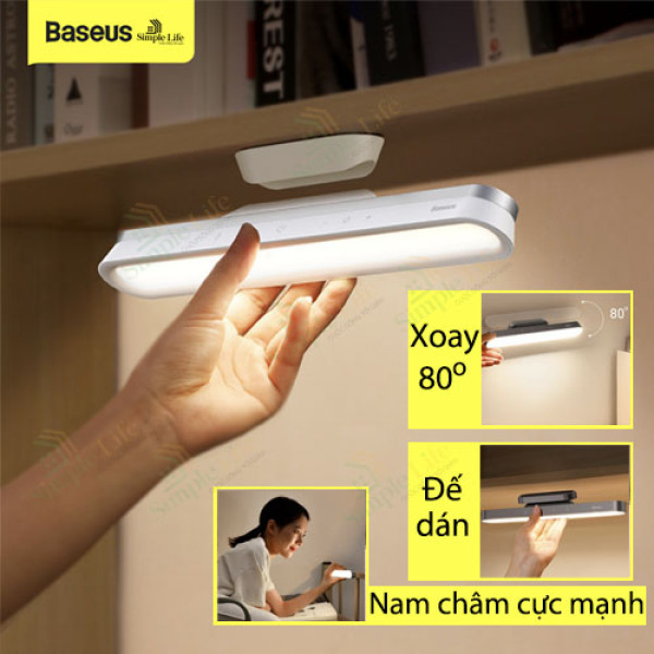 Bảng giá Đèn LED Đọc Sách Baseus USB không dây gắn tường bằng nam châm từ tính, điều chỉnh độ sáng và màu sắc bằng cảm ứng chạm