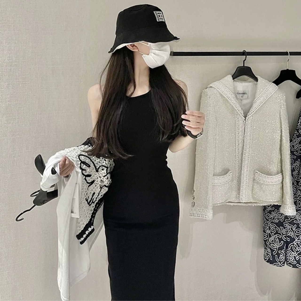 Đầm body thun gân dáng dài cổ tròn sát nách dài váy 120cm mặc đi chơi đi tiệc đi biển sexy sang chảnh