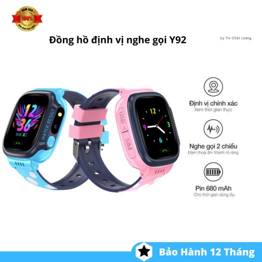 Đồng hồ định vị thông minh trẻ em Y92 chống nước Có Tiếng Việt - Wifi