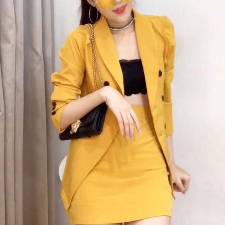 Sét áo vest kèm áo ống chân váy