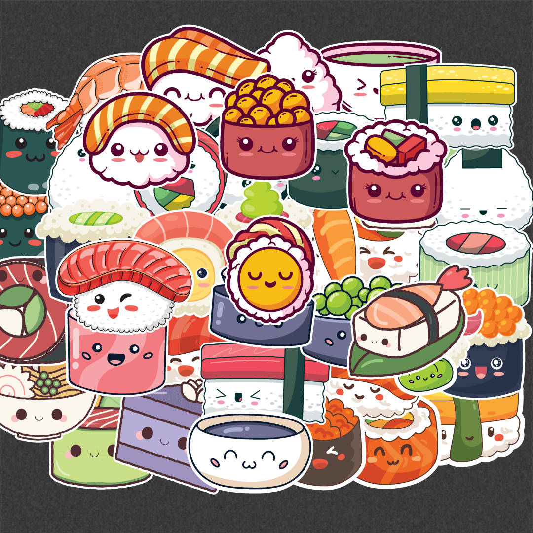 Top 100 mẫu sushi vẽ sticker đồ ăn cute dễ thương chất ngầu file PNG Vector