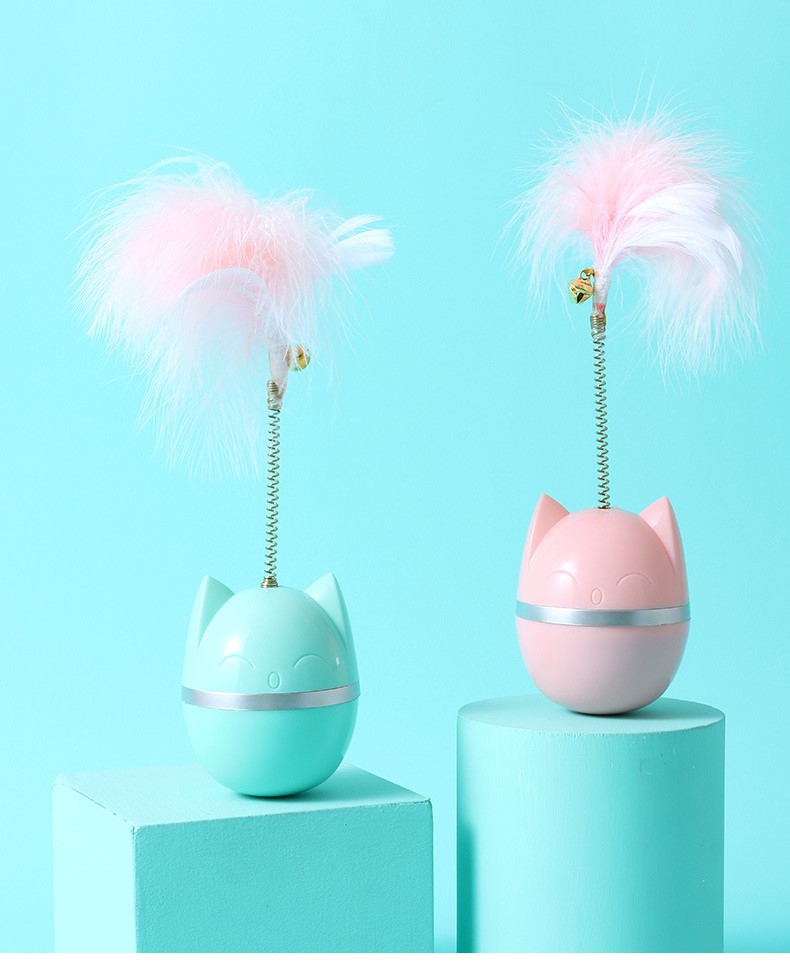 đồ chơi hình mèo lật đật lông vũ - T3 PETS SHOP