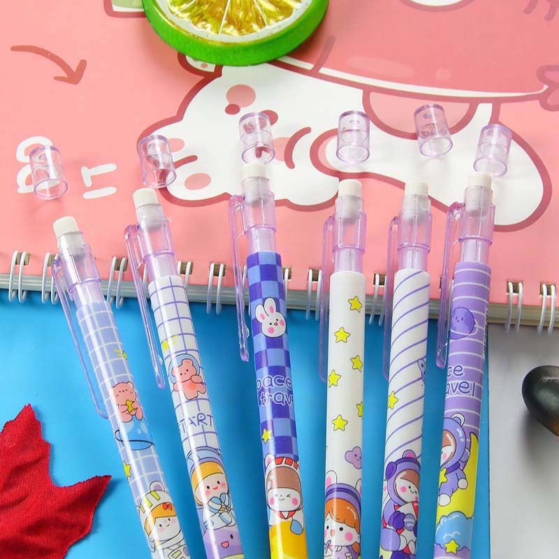 Bút Chì Bấm 0.5mm Màu Tím Họa Tiết Phi Hành Gia