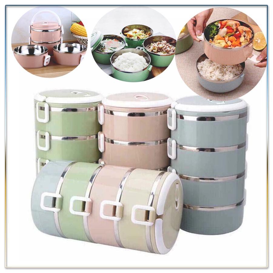 [HCM][ HÀNG TỐT ] HỘP ĐỰNG CƠM 4 TẦNG GIỮ NHIỆT VƯỢT TRỘI KÈM KHÓA CHỐNG TRÀN CAO CẤP-CÀ MEN LÕI INOX DÙNG ĐƯỢC TRONG LÒ VI SÓNG