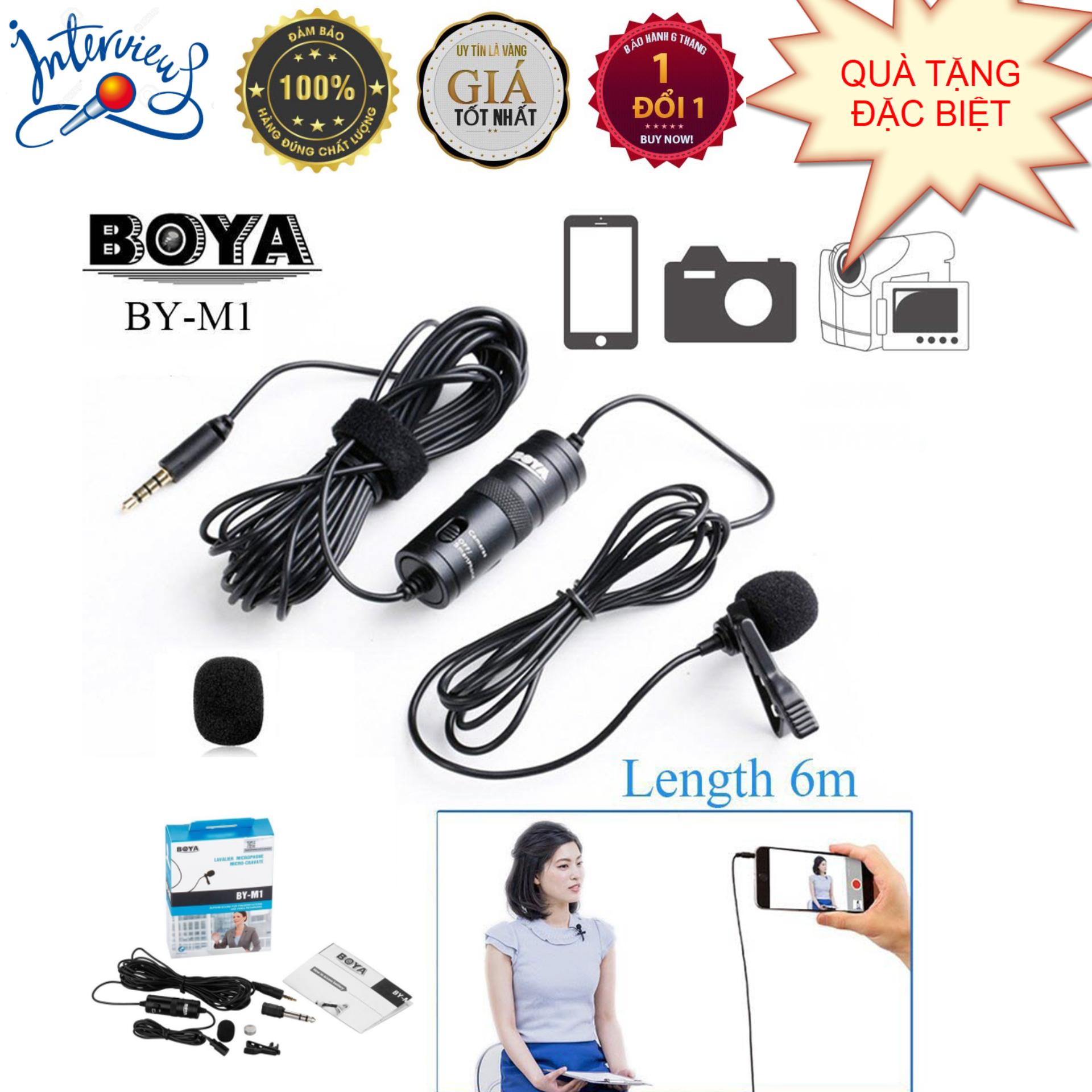 Micro thu âm đa năng Boya BY-M1 dùng cho cho điện thoại, máy ảnh DSLR, action camera, kết hợp đa năng với gimbal, BH 12 tháng - Micro cài áo BOYA-BY-M1