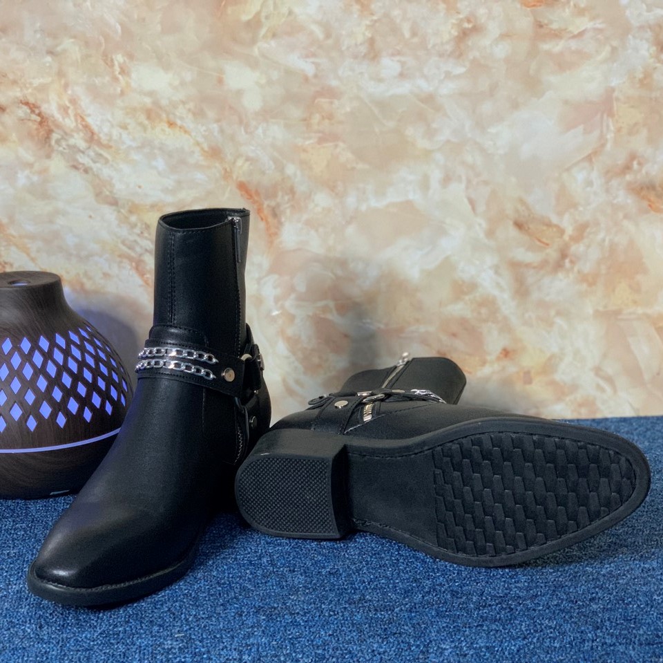 Giày Harness Boots Giày Da Bò Cao Cấp ,Bảo Hành 12Tháng