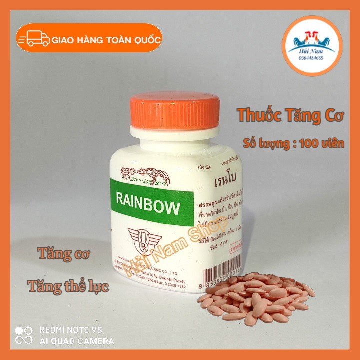 Tăng Cơ Bắp Rainbow [Lọ x 100 viên] nuôi tăng cơ, phát triển khung hình cho gà tơ- thuốc nuôi gà thái lan hiệu quả