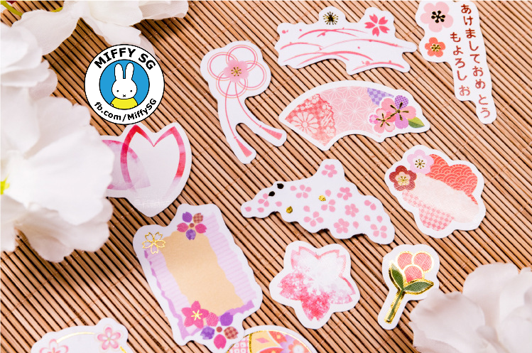Hộp thiếc 60 sticker HOA ANH ĐÀO