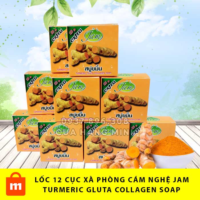 【TẶNG KÈM TÚI LƯỚI】Combo 4 Cục Xà Phòng (Xà Bông) Cám Nghệ Jam Extra Thái Lan