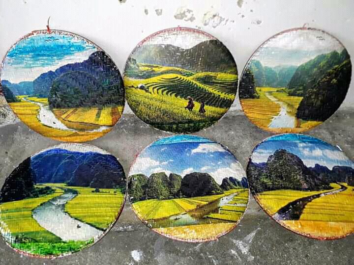 Tranh vẽ trên mẹt tre đẹp (0978945425)