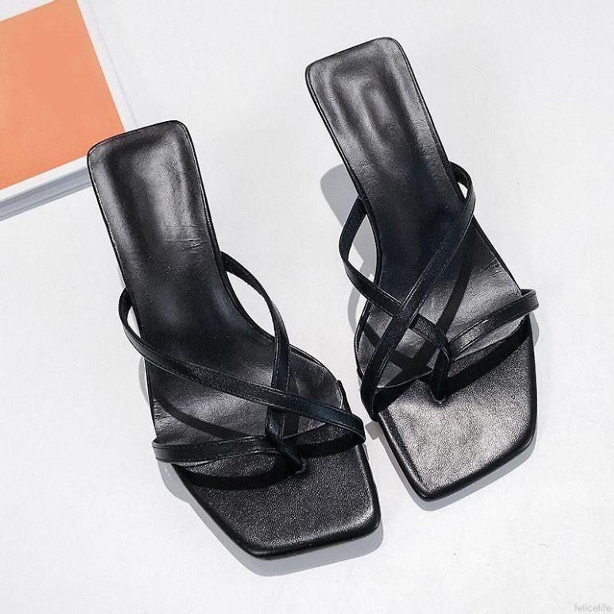 SANDAL quai mảnh gót 5cm mũi vuông nữ tính (xả 80k)