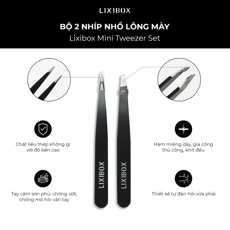 Bộ 2 Nhíp Lixibox Mini Tweezer Set