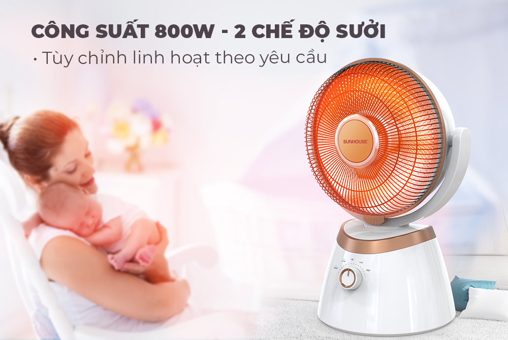 Quạt sưởi carbon Sunhouse SHD7008 + tặng dao làm bếp màu đen