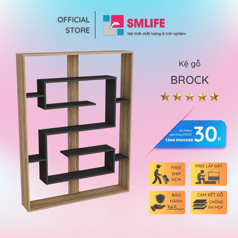 Giá sách gỗ công nghiệp tiện dụng SMLIFE Brock
