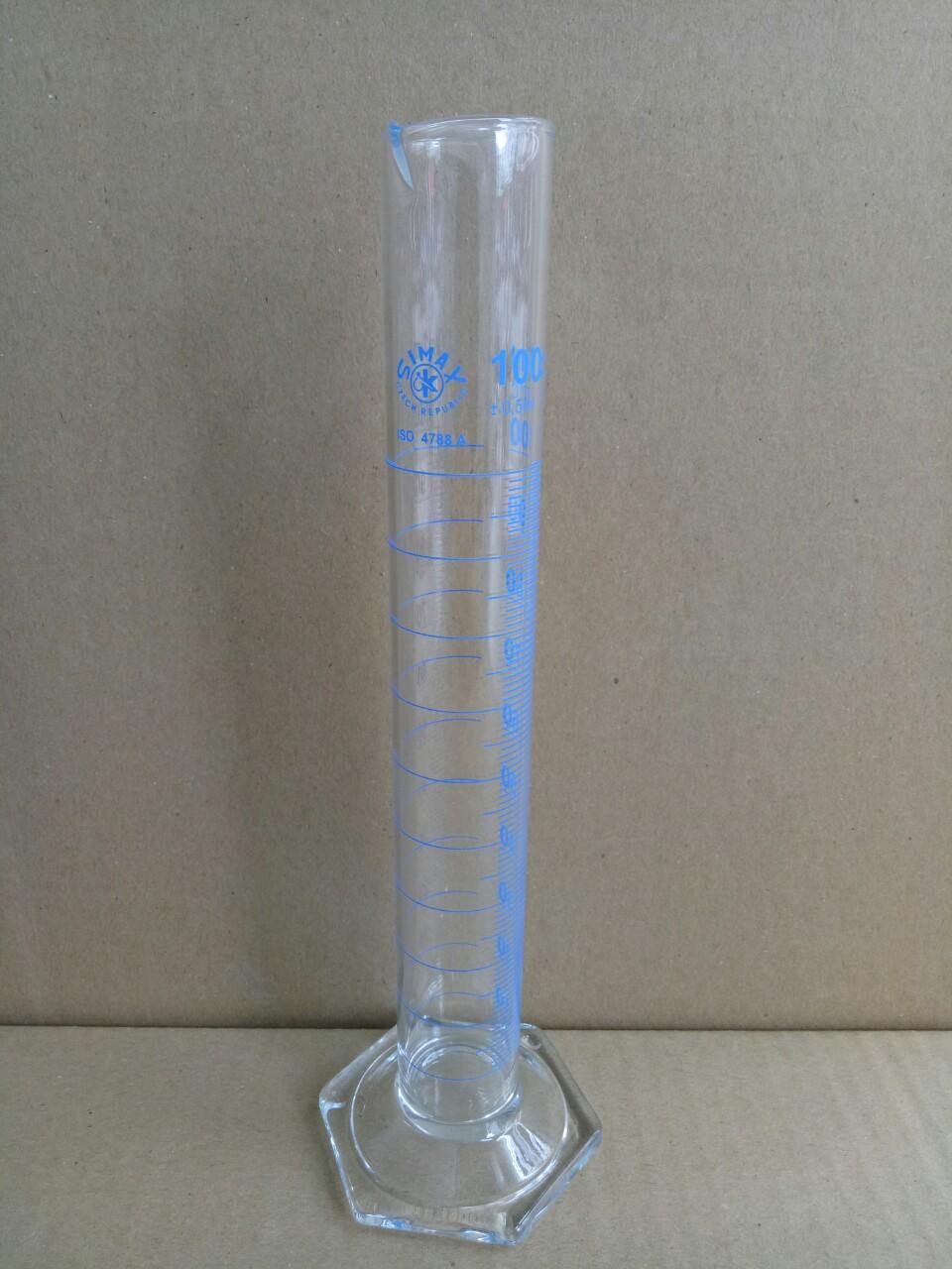 Ống đong thủy tinh vạch xanh 100ml SIMAX