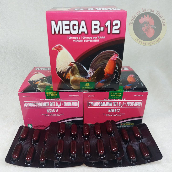 [COMBO 5 VĨ) mega b12 - thuốc nuôi gà đá cao cấp - mỏi vĩ / 10 viên
