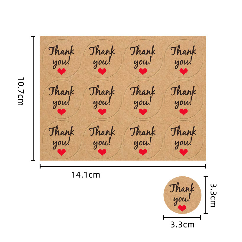 Set 5 miếng dán cảm ơn hình tròn MIM STHANK02
