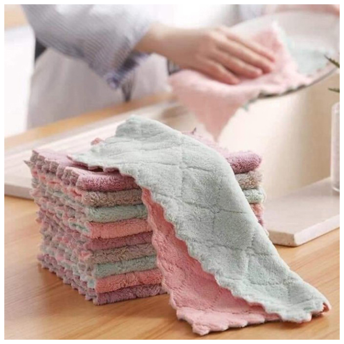 [Set 10 cái] Khăn lau đa năng 2 mặt siêu thấm hút