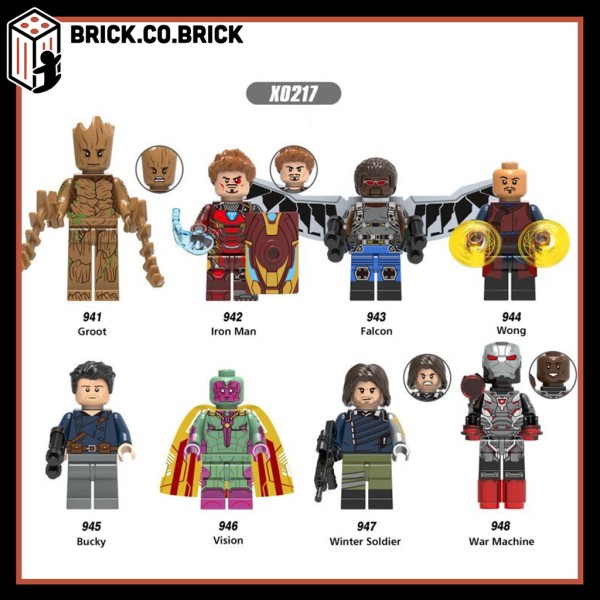 Non LEGO Siêu Anh Hùng Đồ Chơi Lắp Ráp Minifigure Super Hero Marvels Avengers DC Groot Bucky Vision Wong Falcon X0217