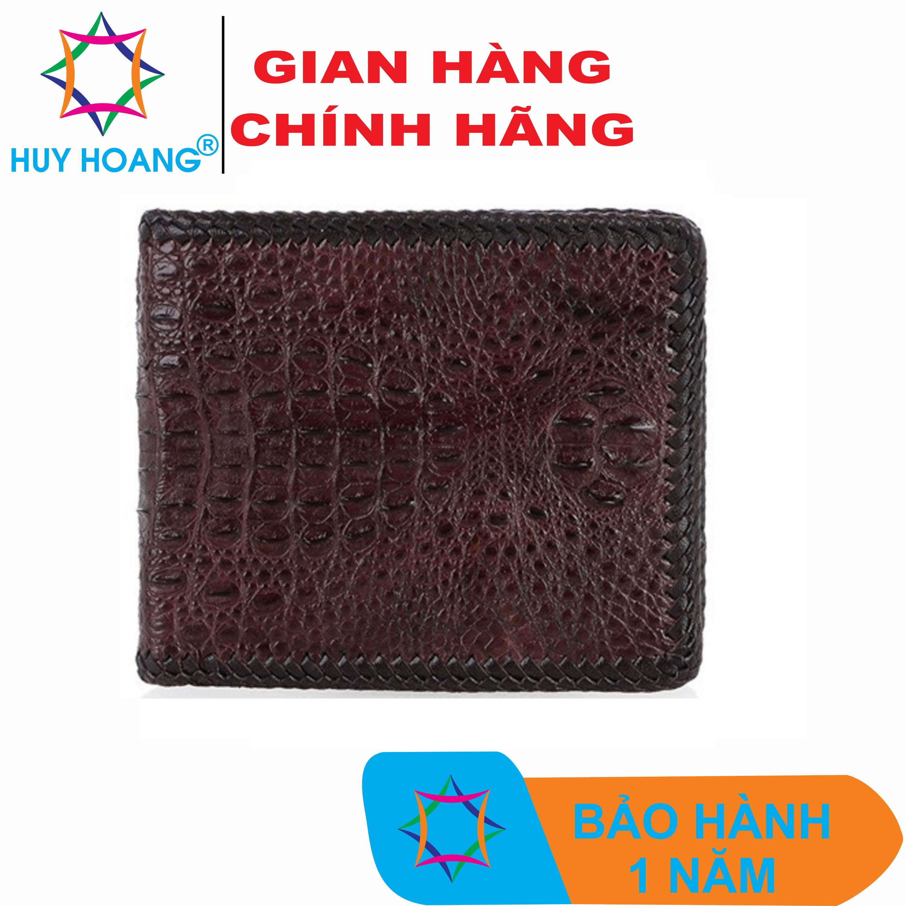 Ví nam da cá sấu nguyên con nhỏ màu nâu đất HK2764