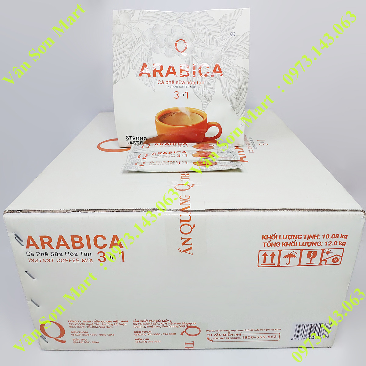 04 bịch cà phê sữa Arabica Trần Quang 480g (24 gói dài x 20g)