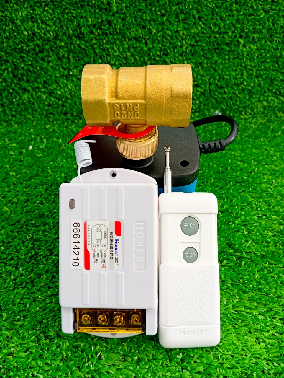 Van đóng mở nước từ xa, van bi thau điện từ 220V