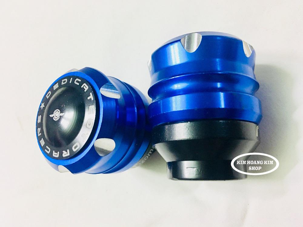 BỘ 2 GÙ có nắp loại dầy CHỐNG ĐỔ, CHỐNG NGÃ TRƯỚC CHO MÔ TÔ, XE MÁY (màu Xanh)