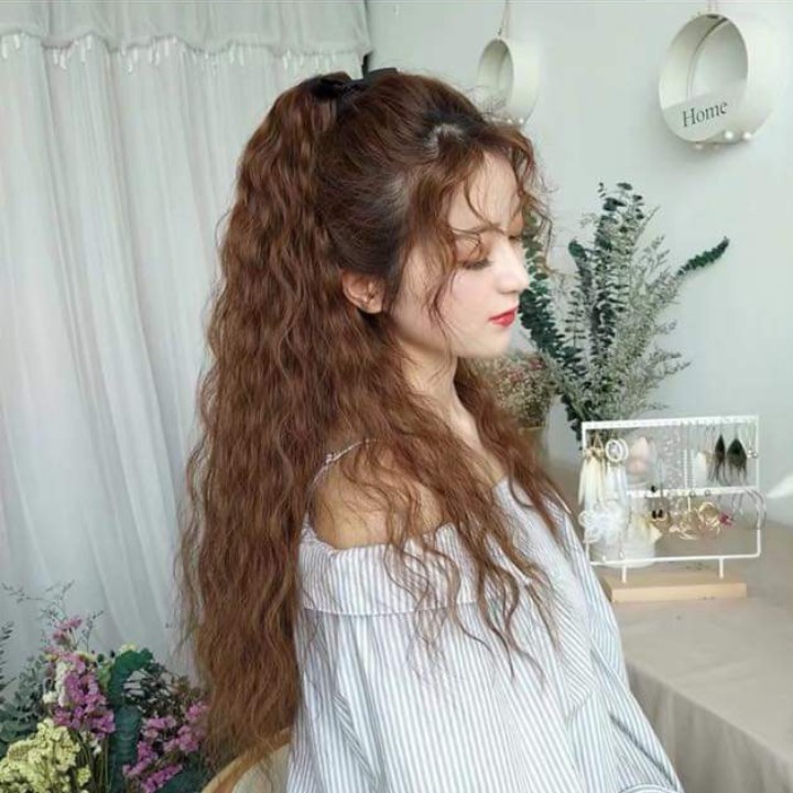 [ hàng loại 1, 60cm ] tóc giả nữ cột xù mì dài, tóc giả buộc, tóc giả xù mì