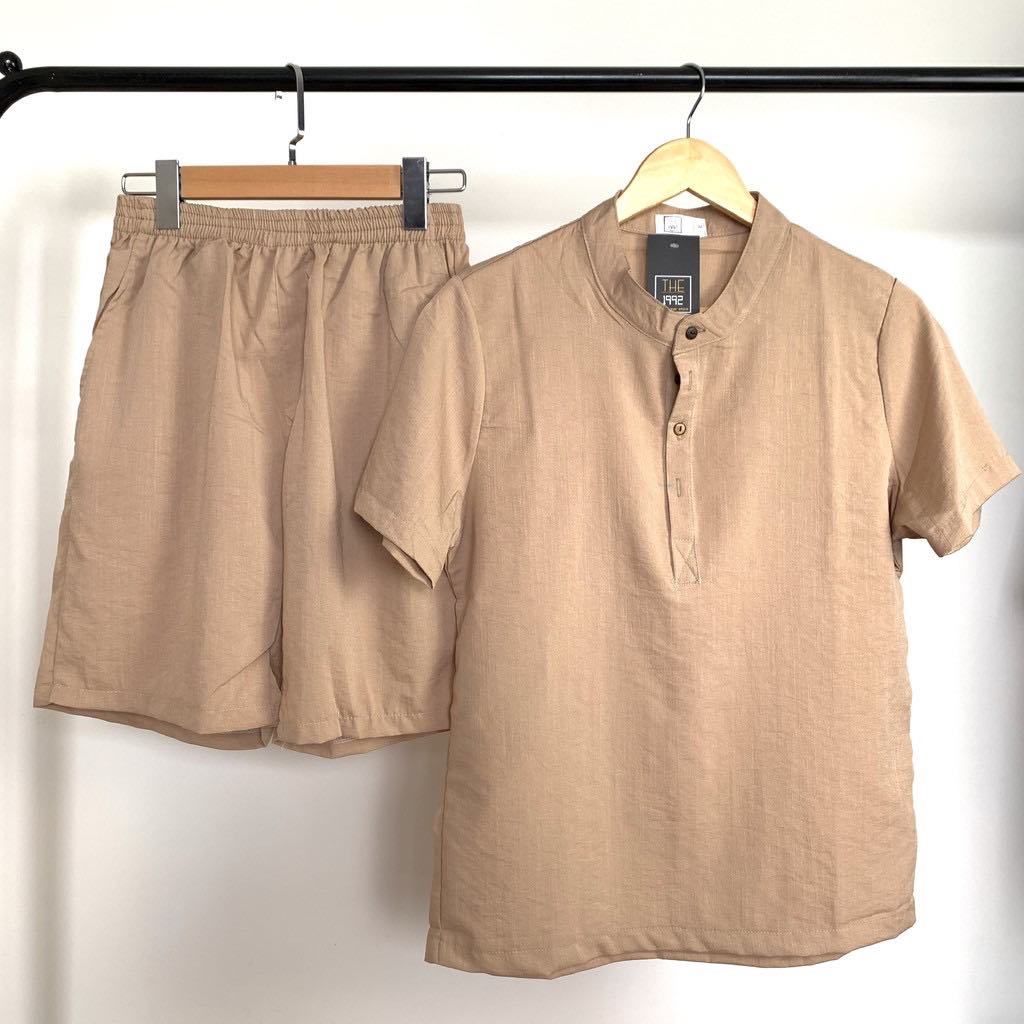 Bộ đũi nam cộc tay cổ tàu chất liệu đũi thái 45-85kg