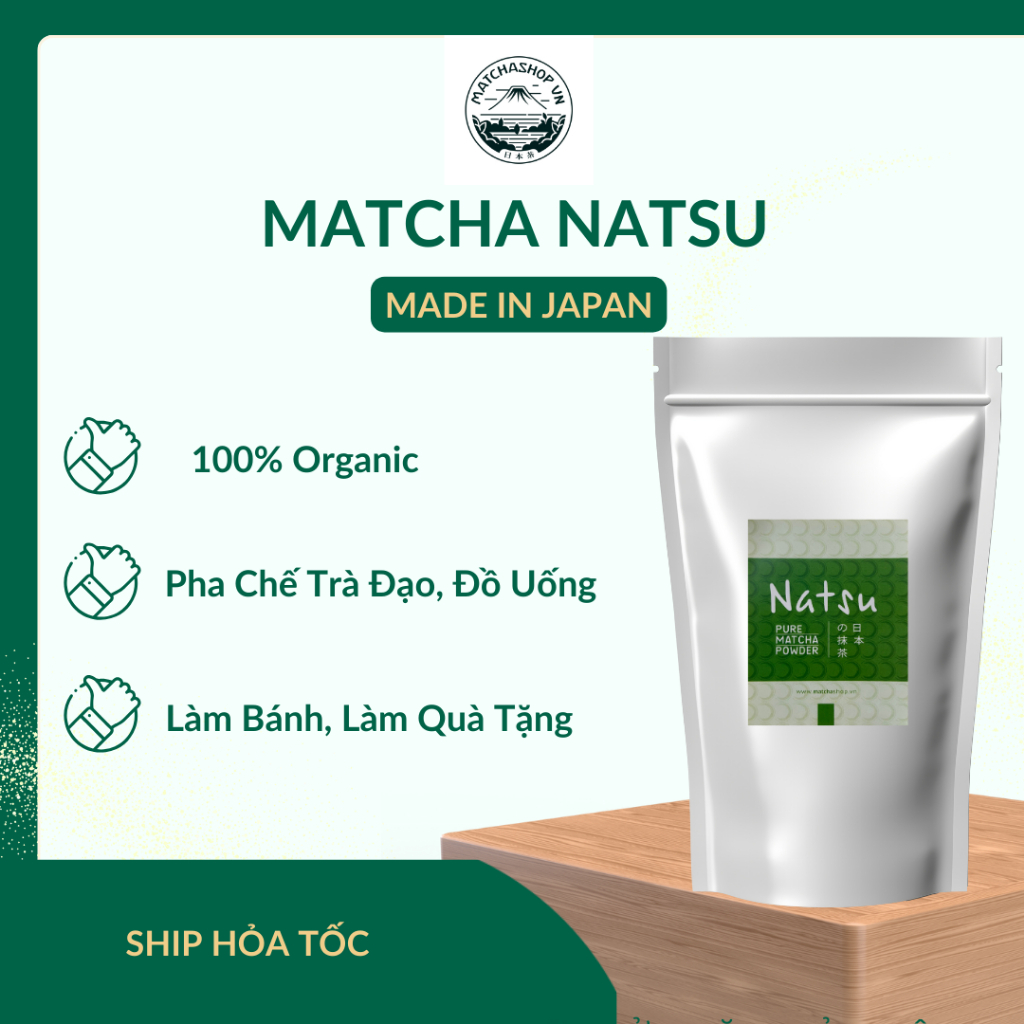 Bột Matcha Natsu Nhập Khẩu Nhật Bản, Pha Chế Đồ Uống, Bánh Kem,Đắp Mặt Nạ Gói Lớn 500G-1Kg