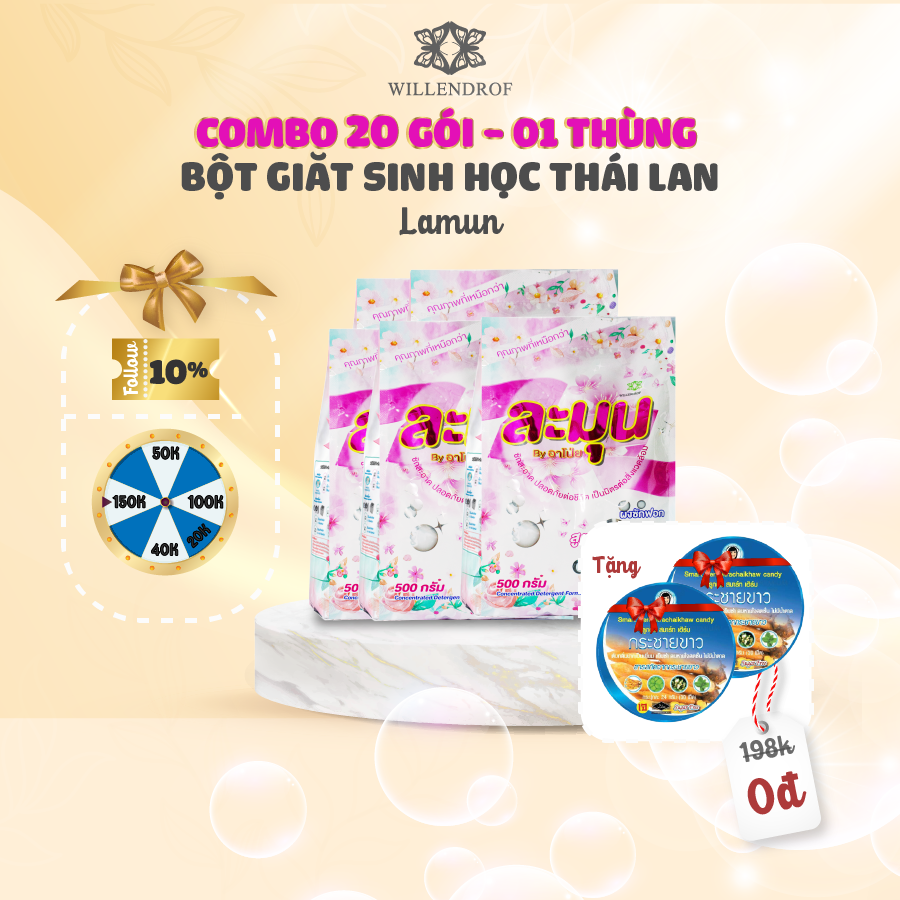 COMBO 20 GÓI BỘT GIẶT SINH HỌC LAMUN [1 THÙNG] - WILLENDROF