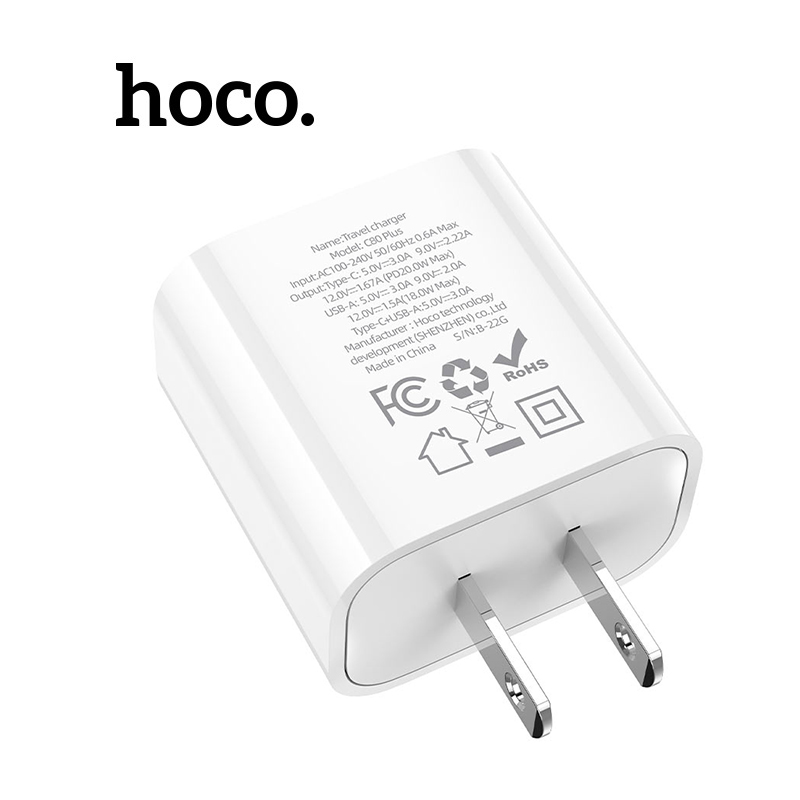 Củ sạc nhanh Hoco C80 Plus PD20W+QC3.0 2 cổng sạc USB VÀ Type-C