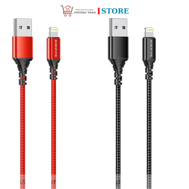 Dây sạc nhanh borofone bx54 bọc dù chống đứt cho ip5/6/7/8plus/ios dài 1m - bảo hành 12t