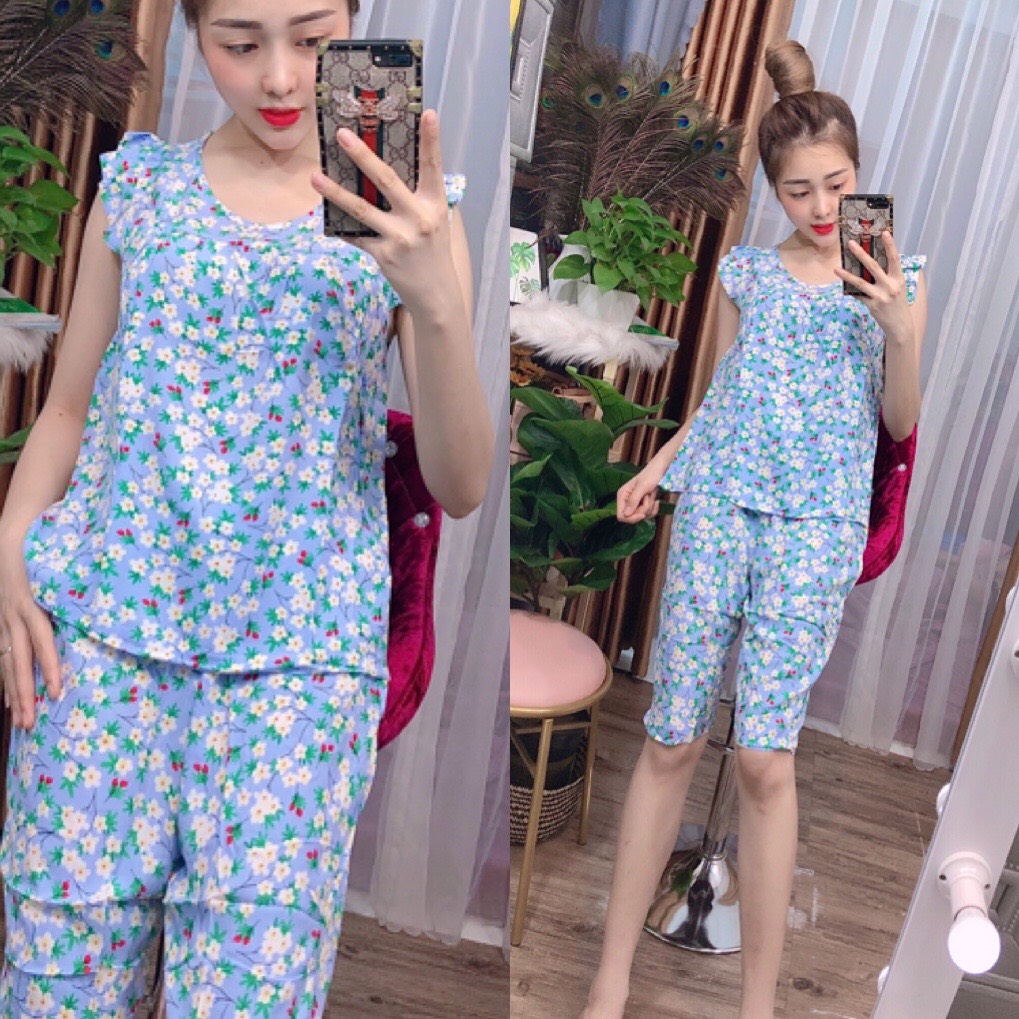 Đồ bộ tole nữ, đồ lanh nữ mặc nhà VNXK, quần lửng tay cánh tiên, họa tiết hoa nhí [CÓ SIZE] giao hoa ngẫu nhiên - TL20