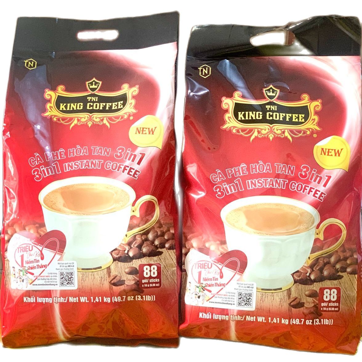 (COMBO 02 TÚI) Cà phê sữa KING COFFEE túi 88 Gói - Cà phê ngon ÍT SỮA