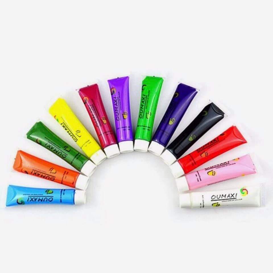 [HCM]Bột Vẽ Cọ Bản Vẽ Móng ( 12 tuýp/1 hộp)
