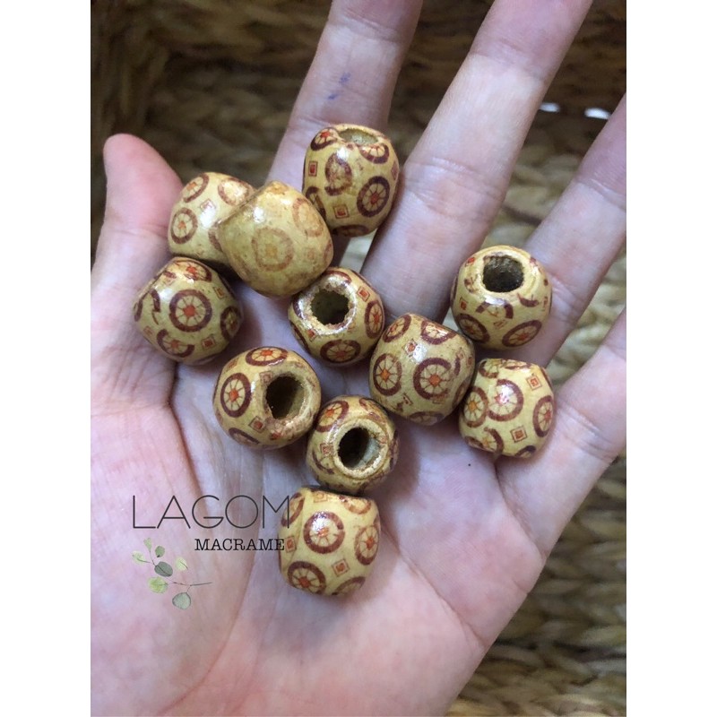 [HCM]Hạt gỗ hoa văn size 16mm
