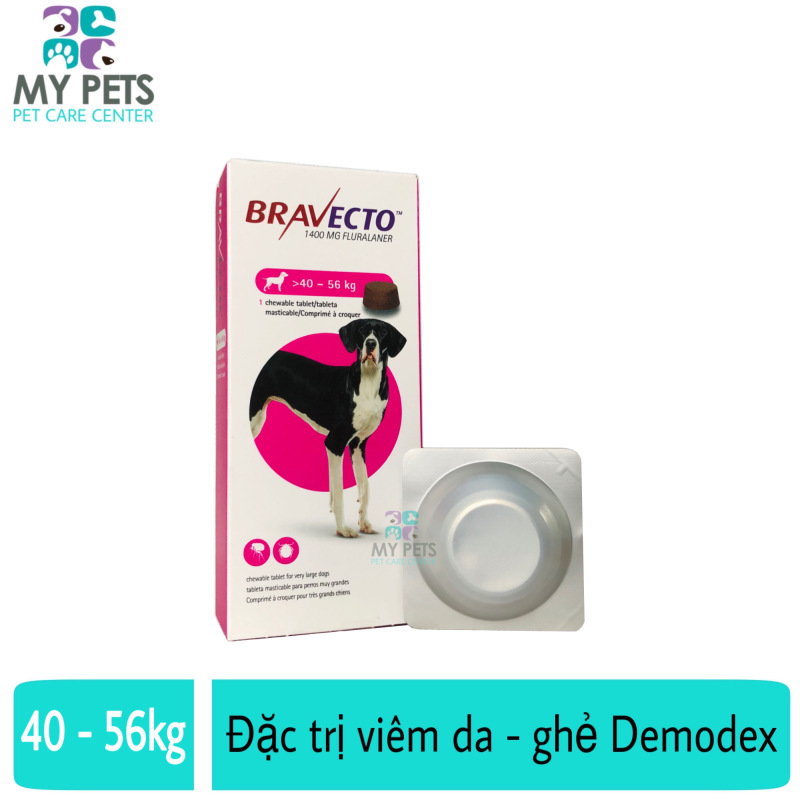 Thuốc trị ve, bọ chét, viêm da, ghẻ máu demodex cho chó - Bravecto 40 - 56kg