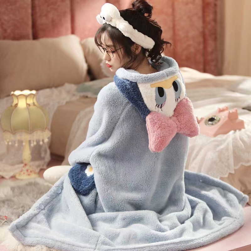 ☃﹍ Gintama Elizabeth duck pajamas women's winter one-piece funny couple sleeping bag cute cartoon flannel nightgown