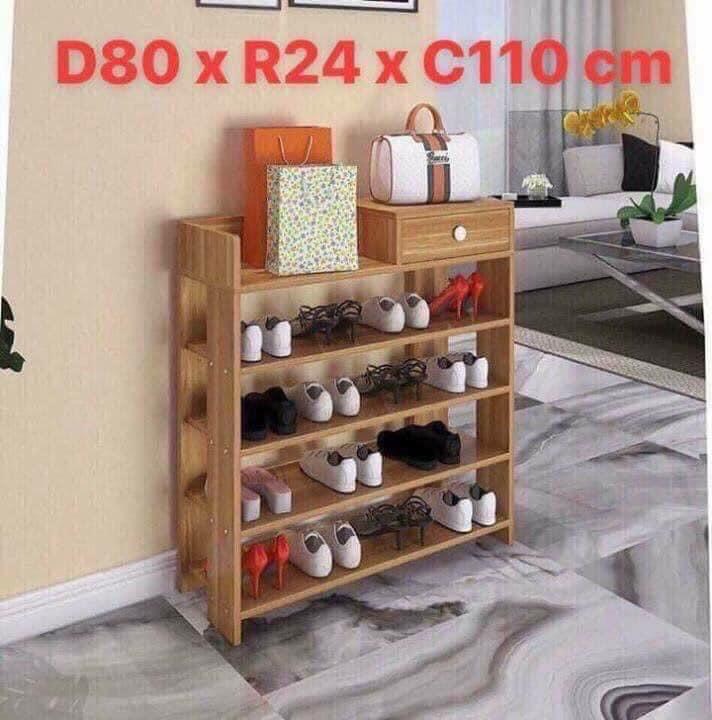 Kệ giày gỗ 5 tầng. Hàng VNXK. Gỗ MDF phủ Melamine. Kích thước: 75 x 24 x 83cm.
