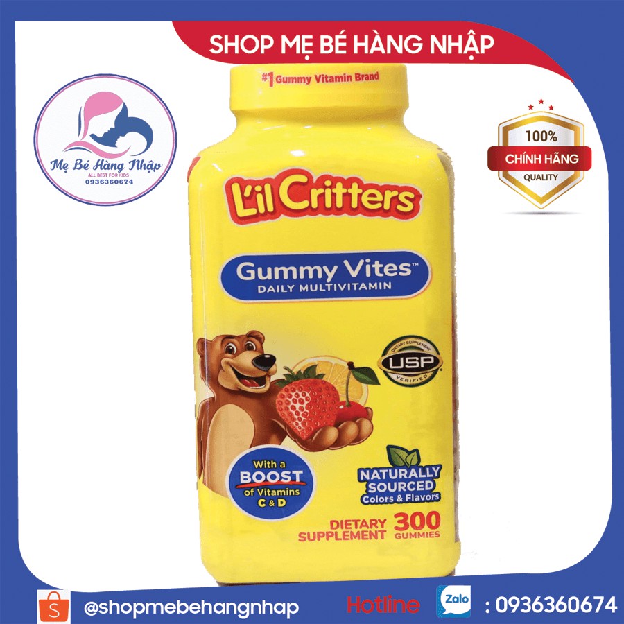 Kẹo gấu bổ sung Vitamin L’il Critters Gummy Vites Mỹ 300 viên