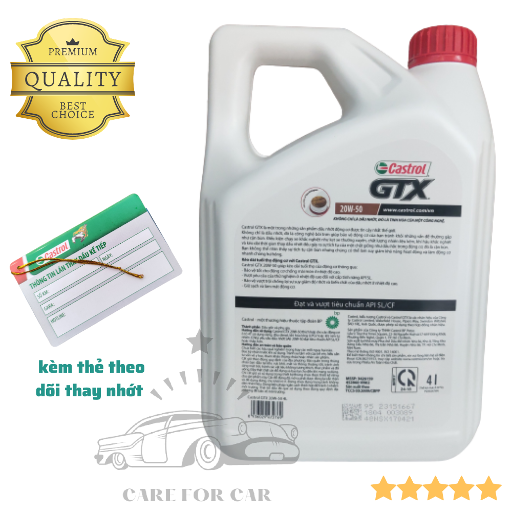 [ CHÍNH HÃNG 100% ] Nhớt ô tô Castrol GTX 20W50, nhớt động cơ phù hợp cho cả máy xăng và máy dầu