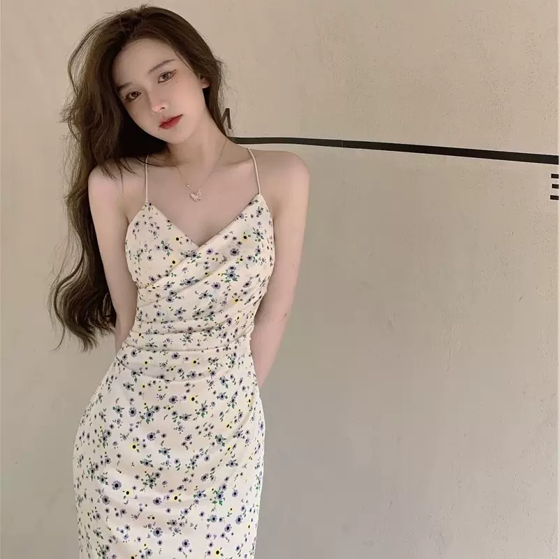 Đầm Hoa Nhí 2 Dây Maxi Chất Lụa Thun Sữa Mềm Mại