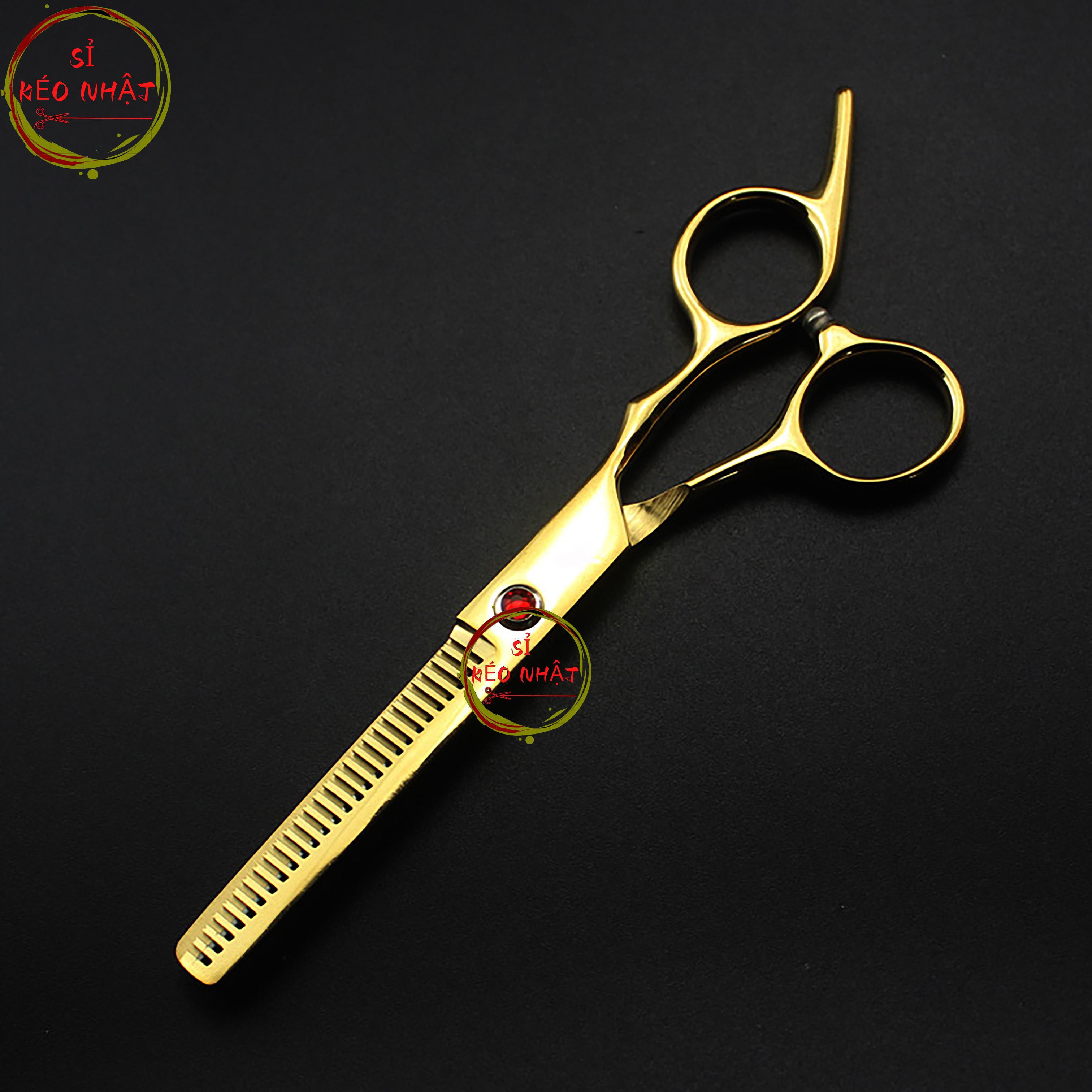 Bộ kéo cắt tóc Nhật Bản cao cấp màu vàng MS03[Mua bộ kéo tặng kèm bao da + lược]